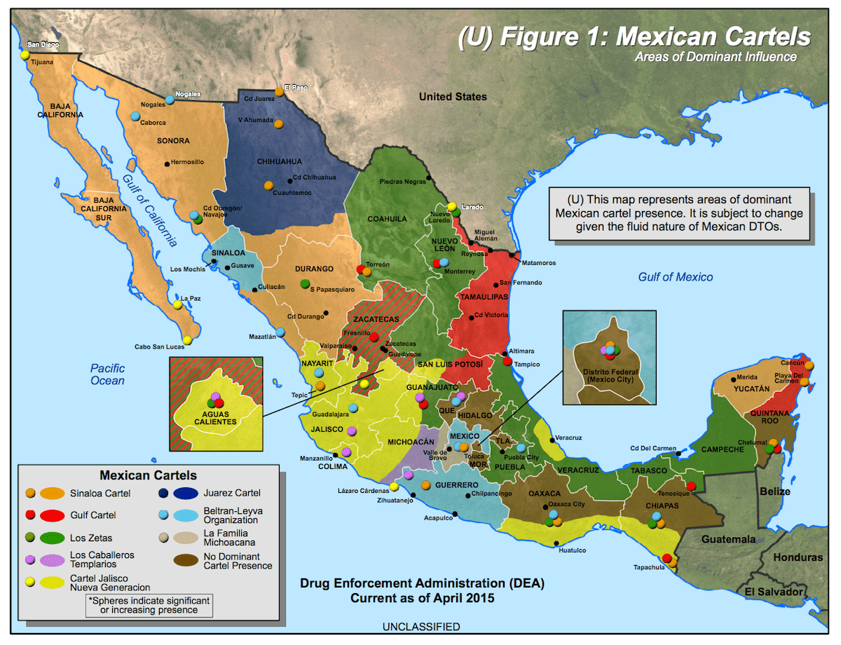 DEA Mexico drug cartels map