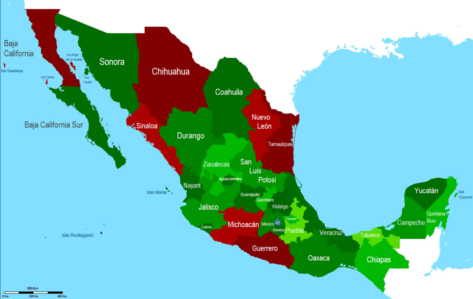 Most of the conflict took place in Mexico