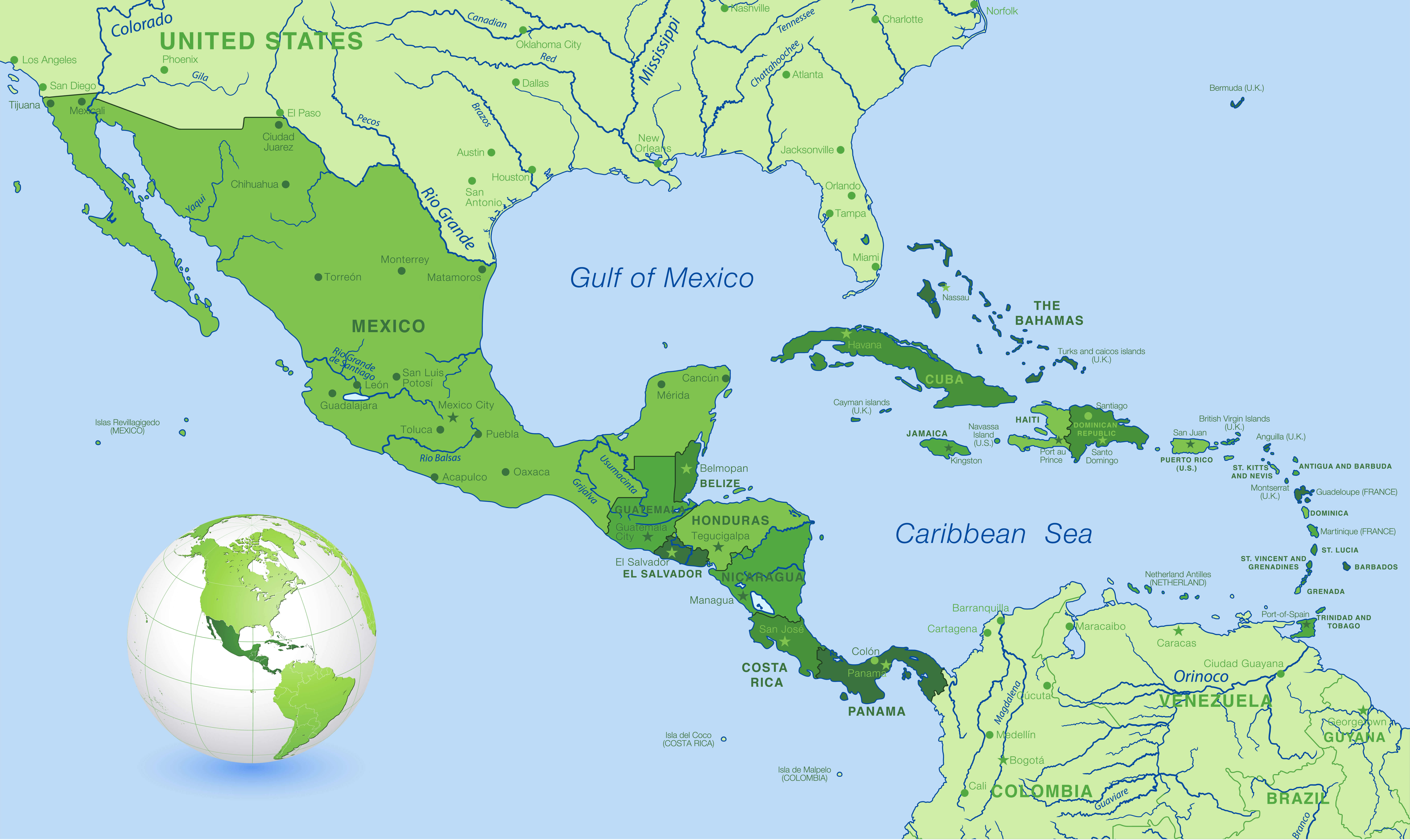 High-resolution Mexico location map