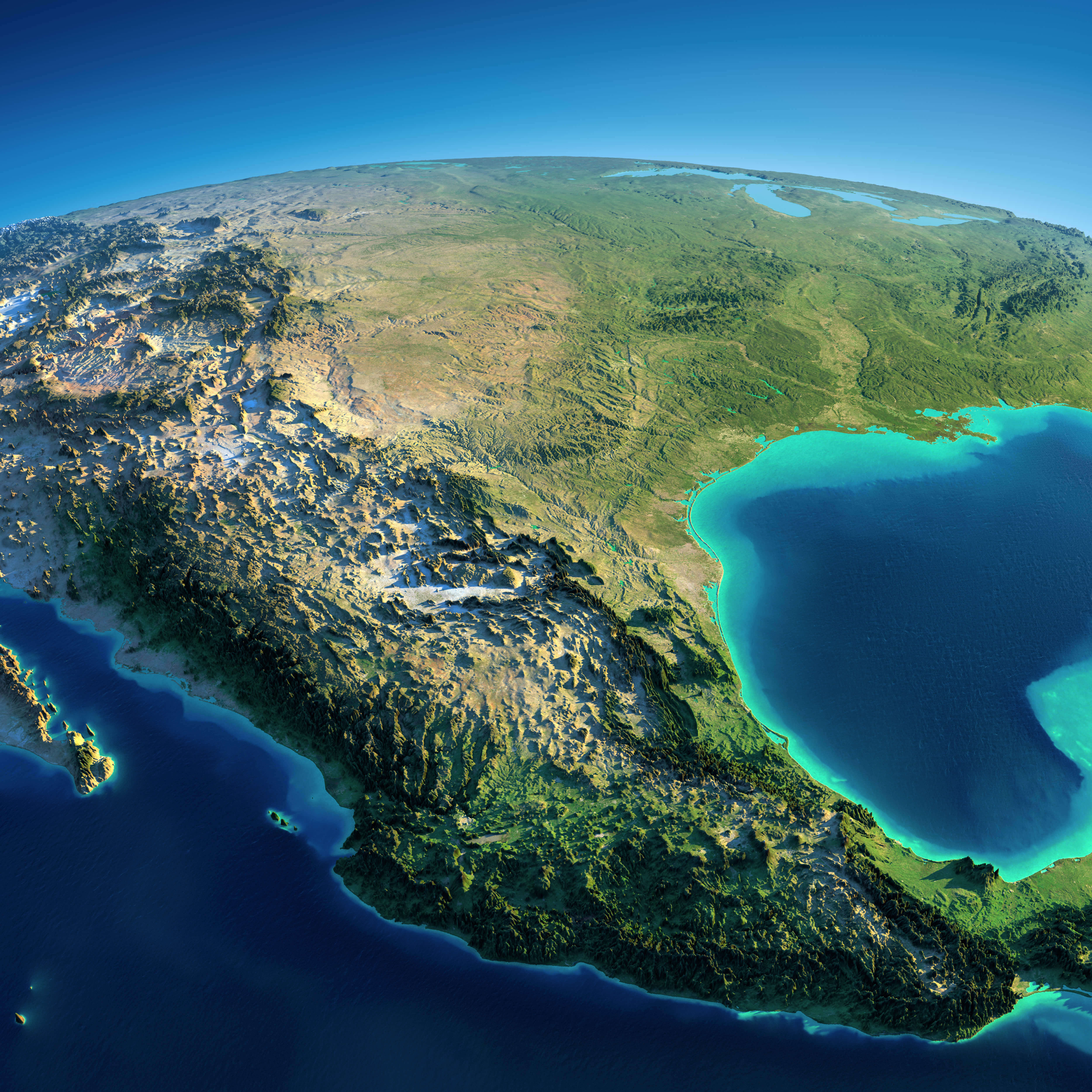 High-resolution Mexico satellite map