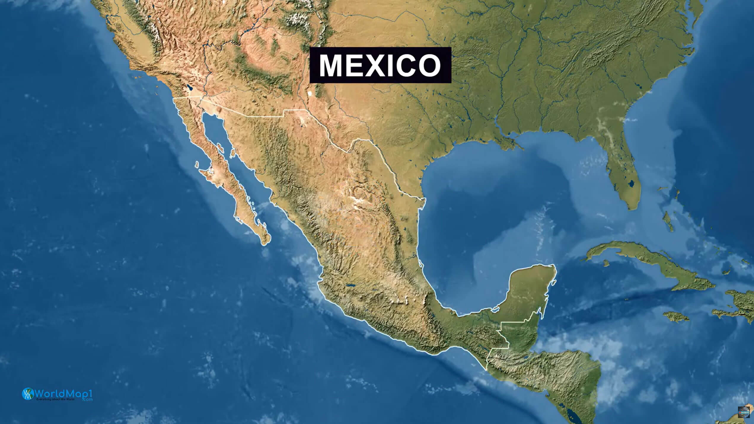 Mexico satellite map from space