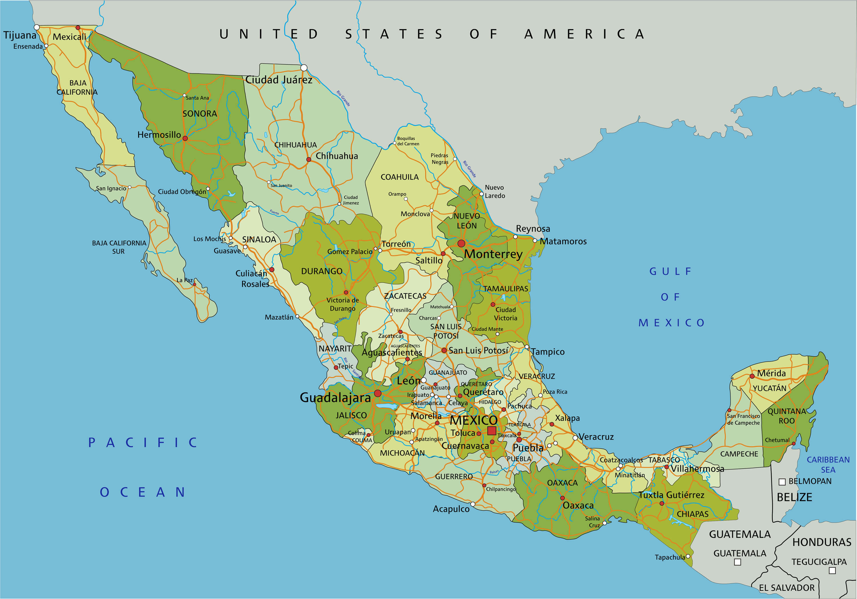 Mexico administrative divisions map