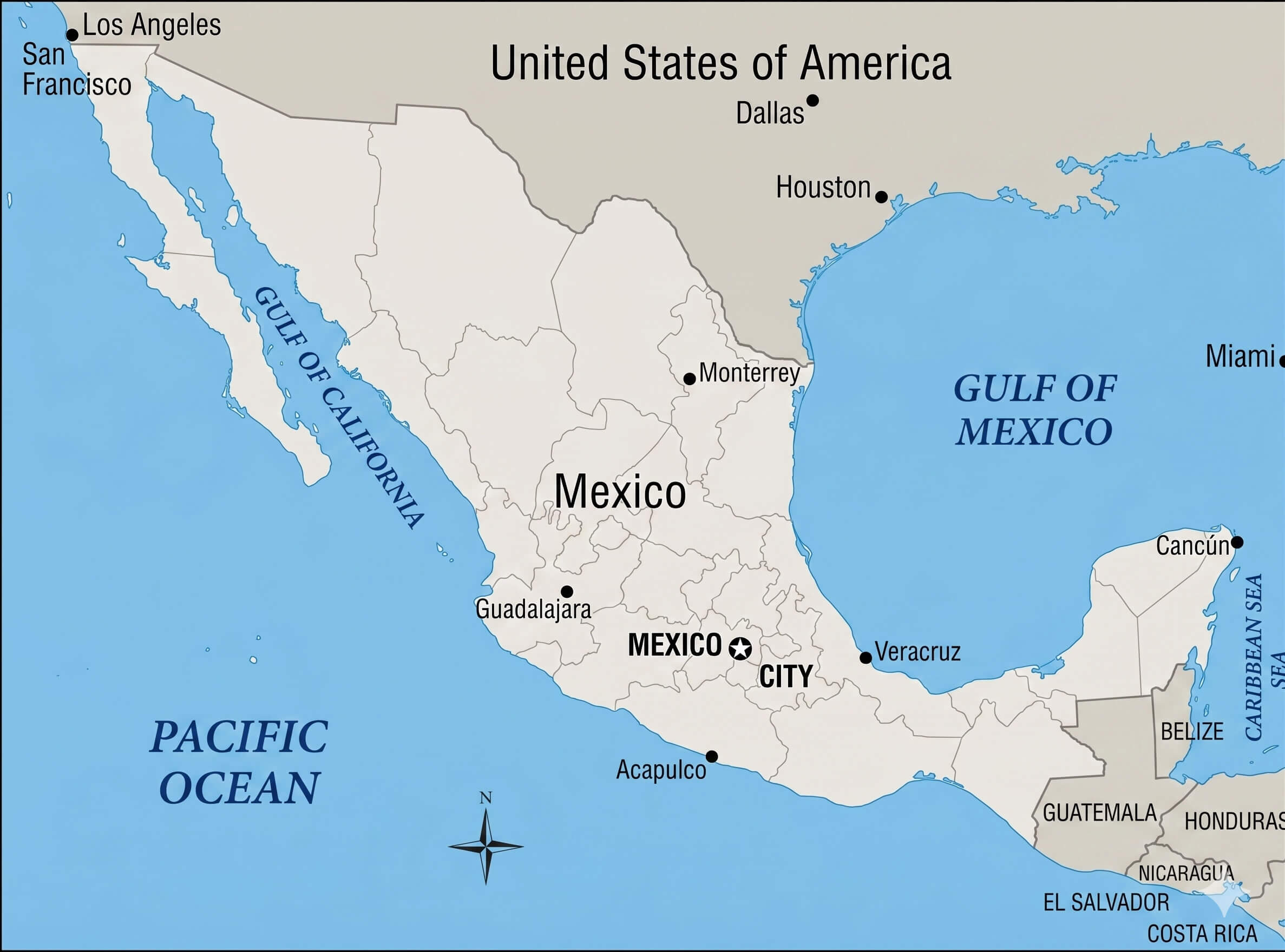 Mexico country outline location map