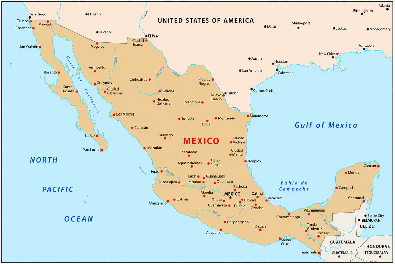 Mexico detailed country map
