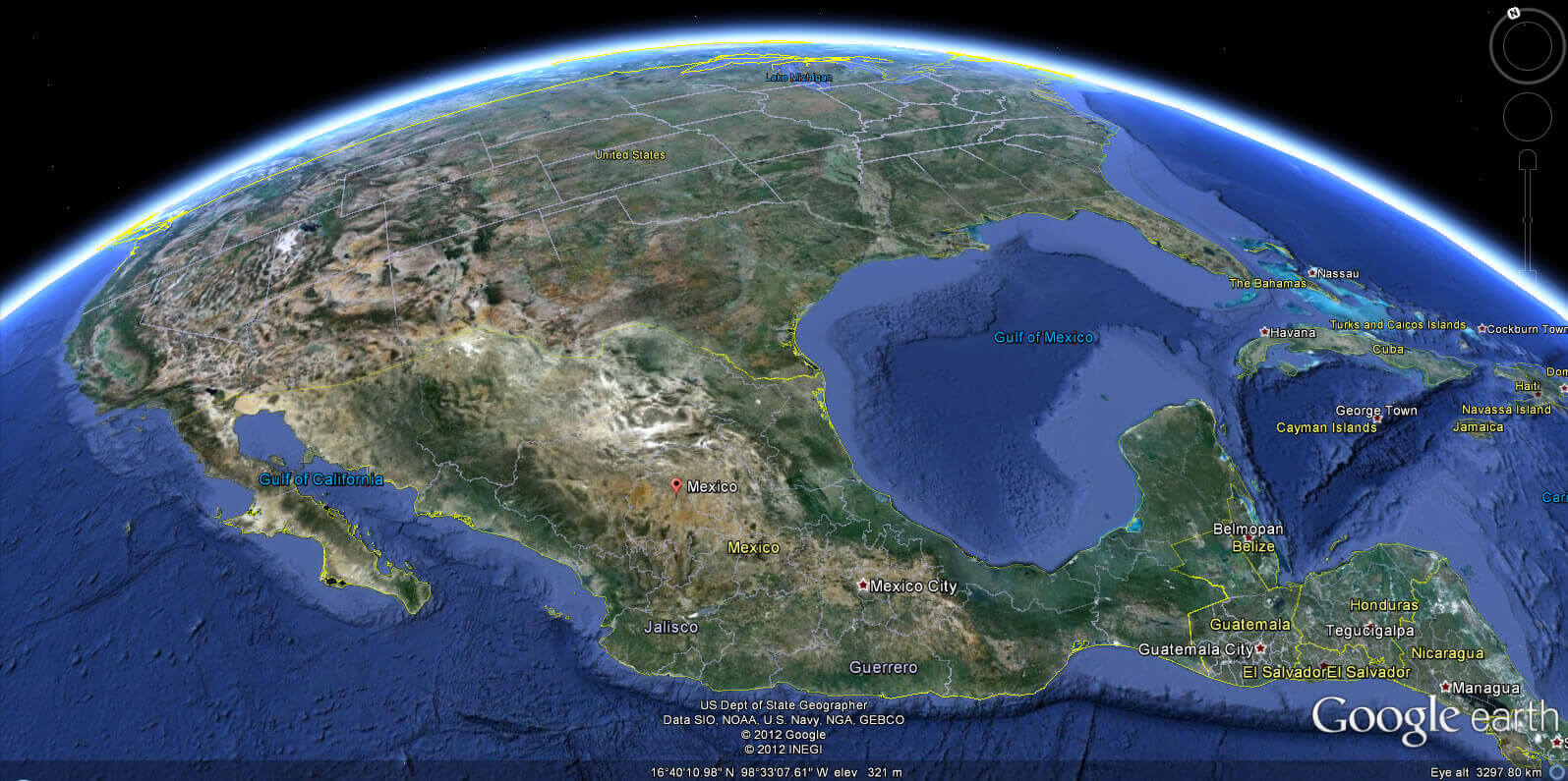 Mexico Earth view satellite map