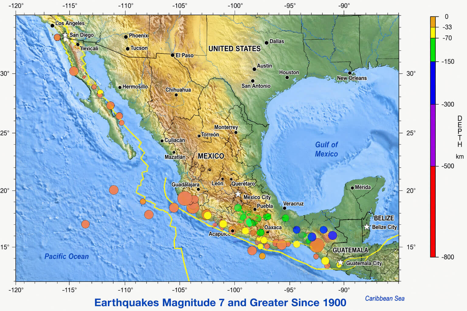 Mexico earthquake zones map
