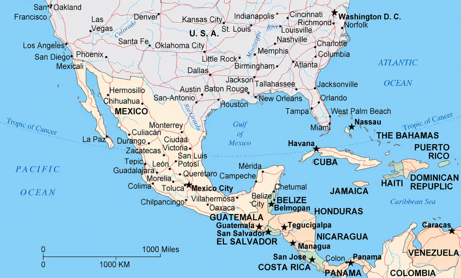 Mexico location map in North America