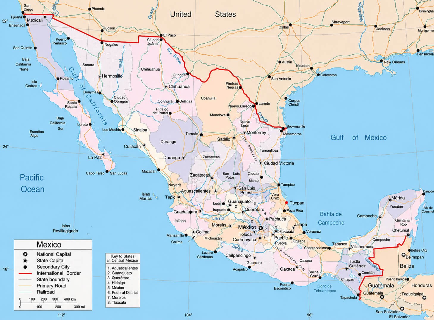 Mexico map by states