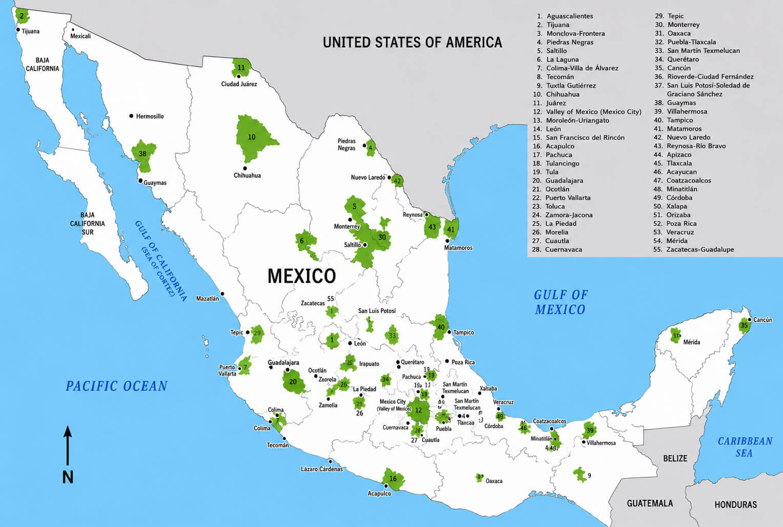 Mexico national parks and protected areas map