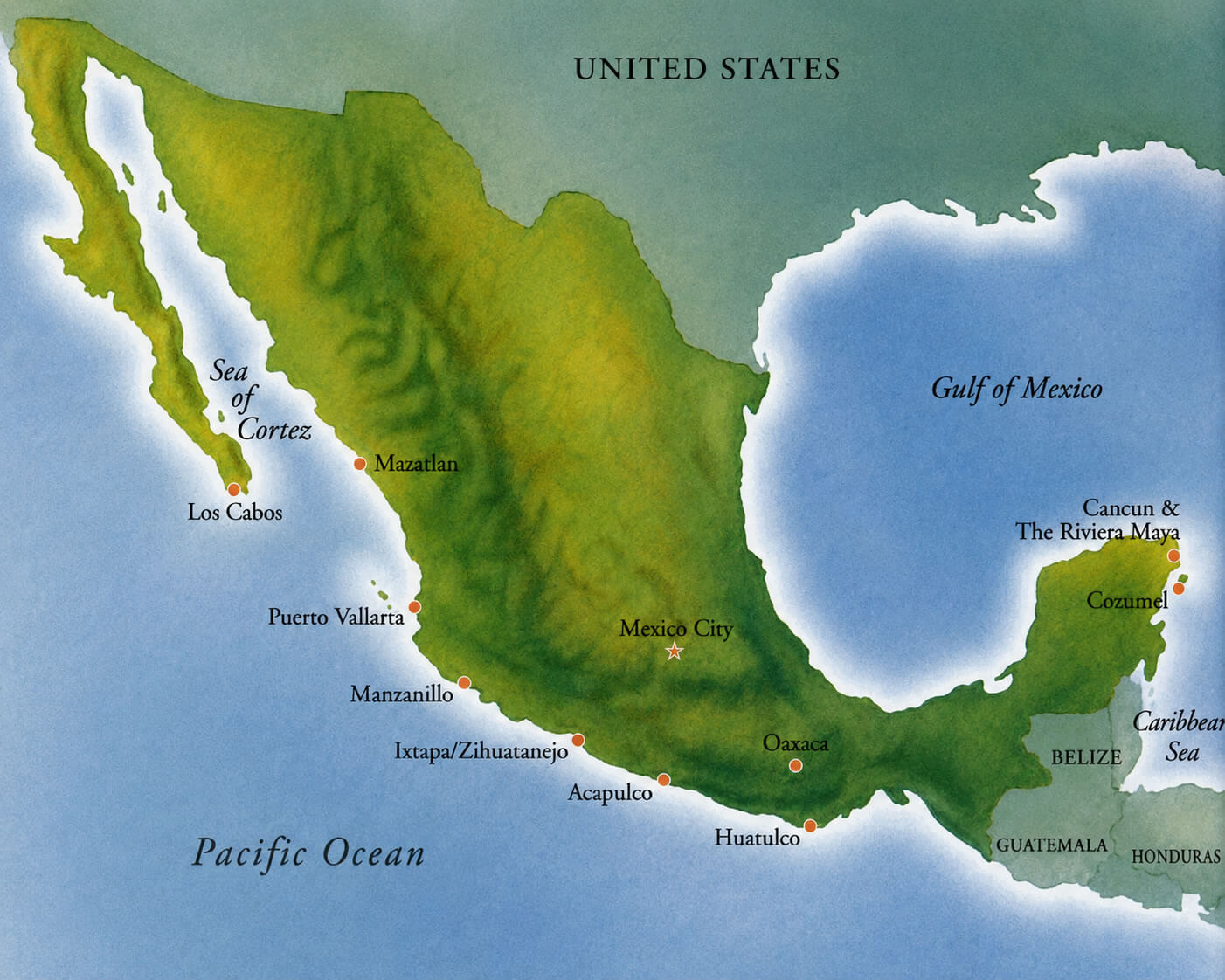 Mexico terrain satellite map	