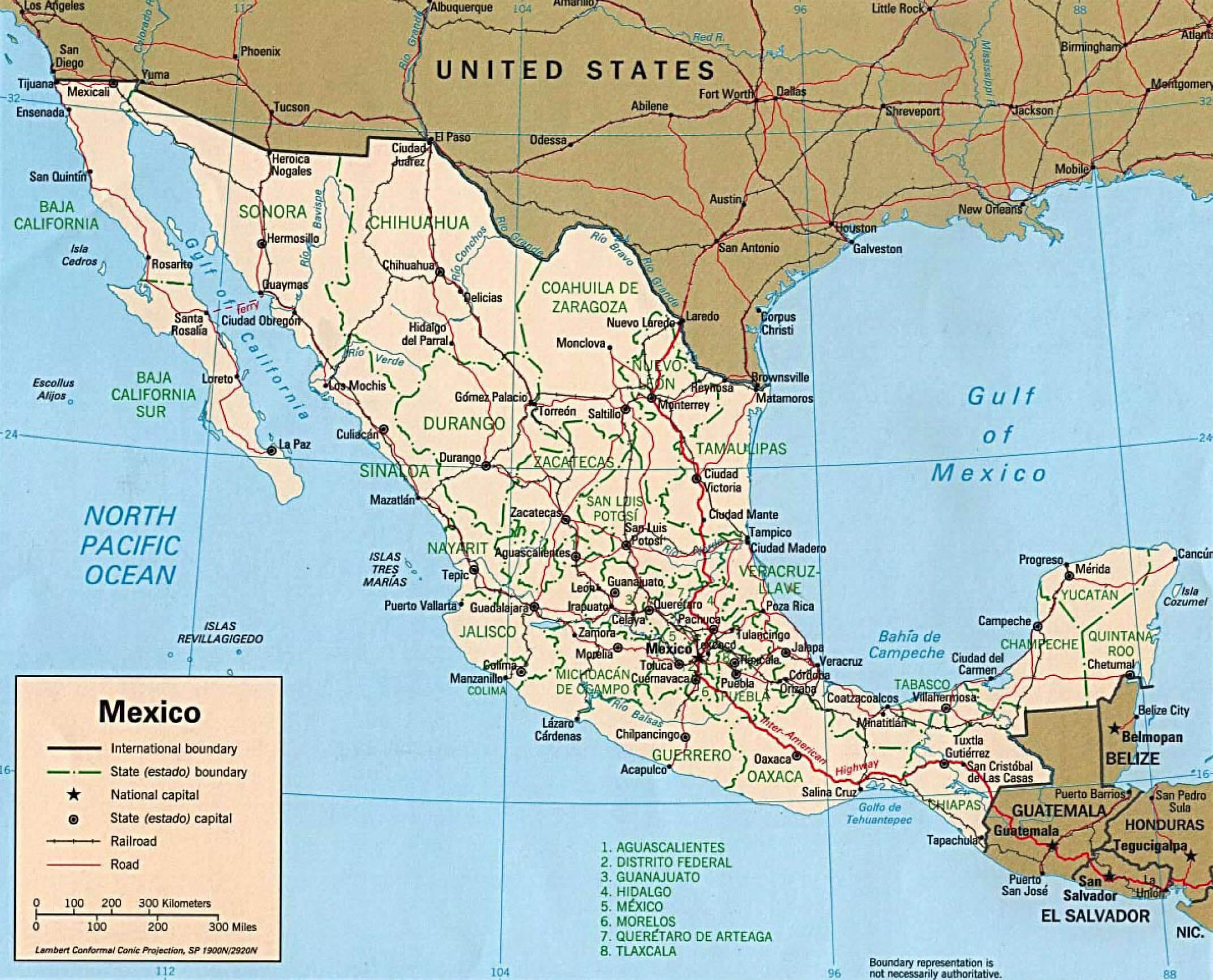 Mexico vintage political map 1997
