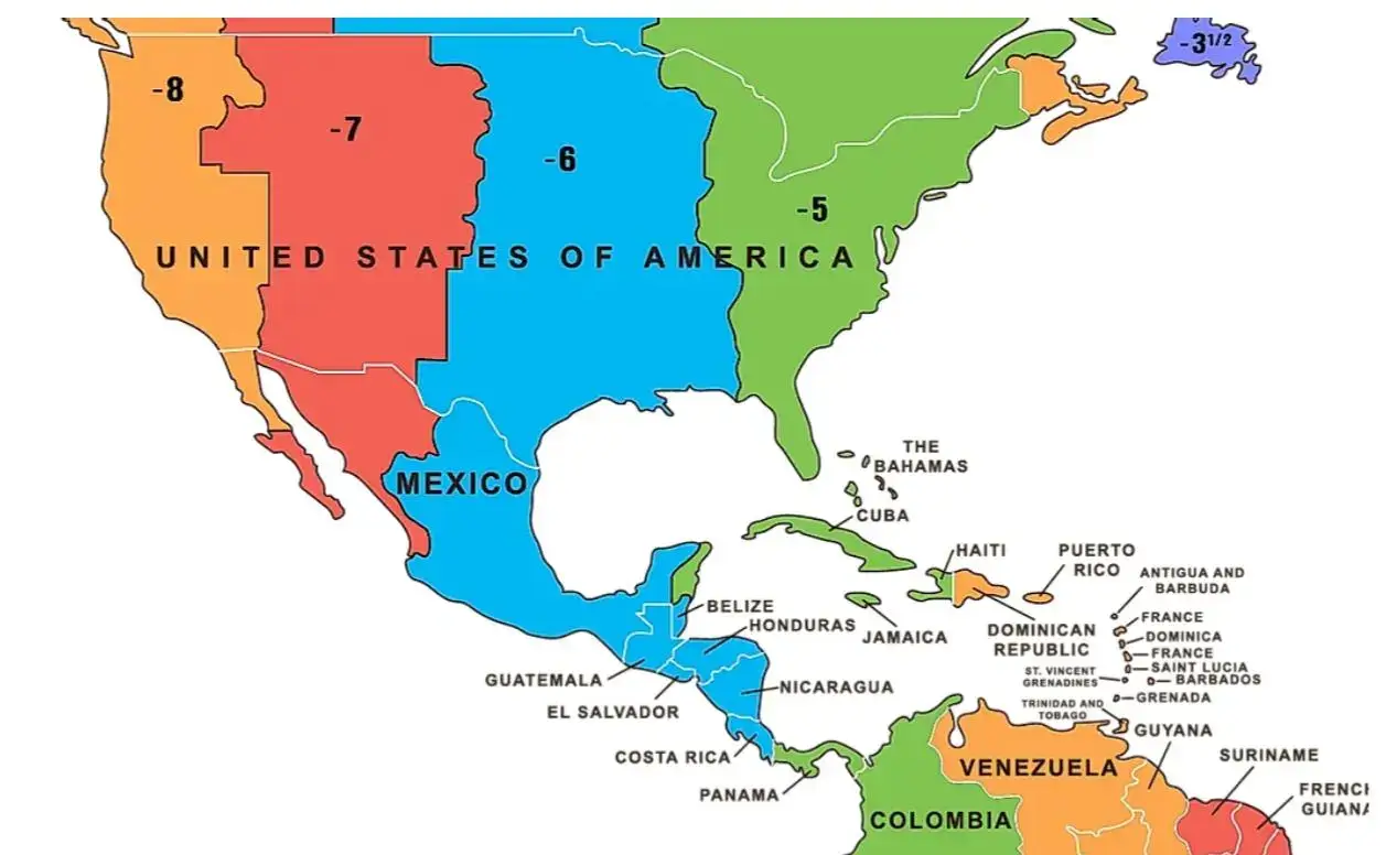 Mexico and central america time zones