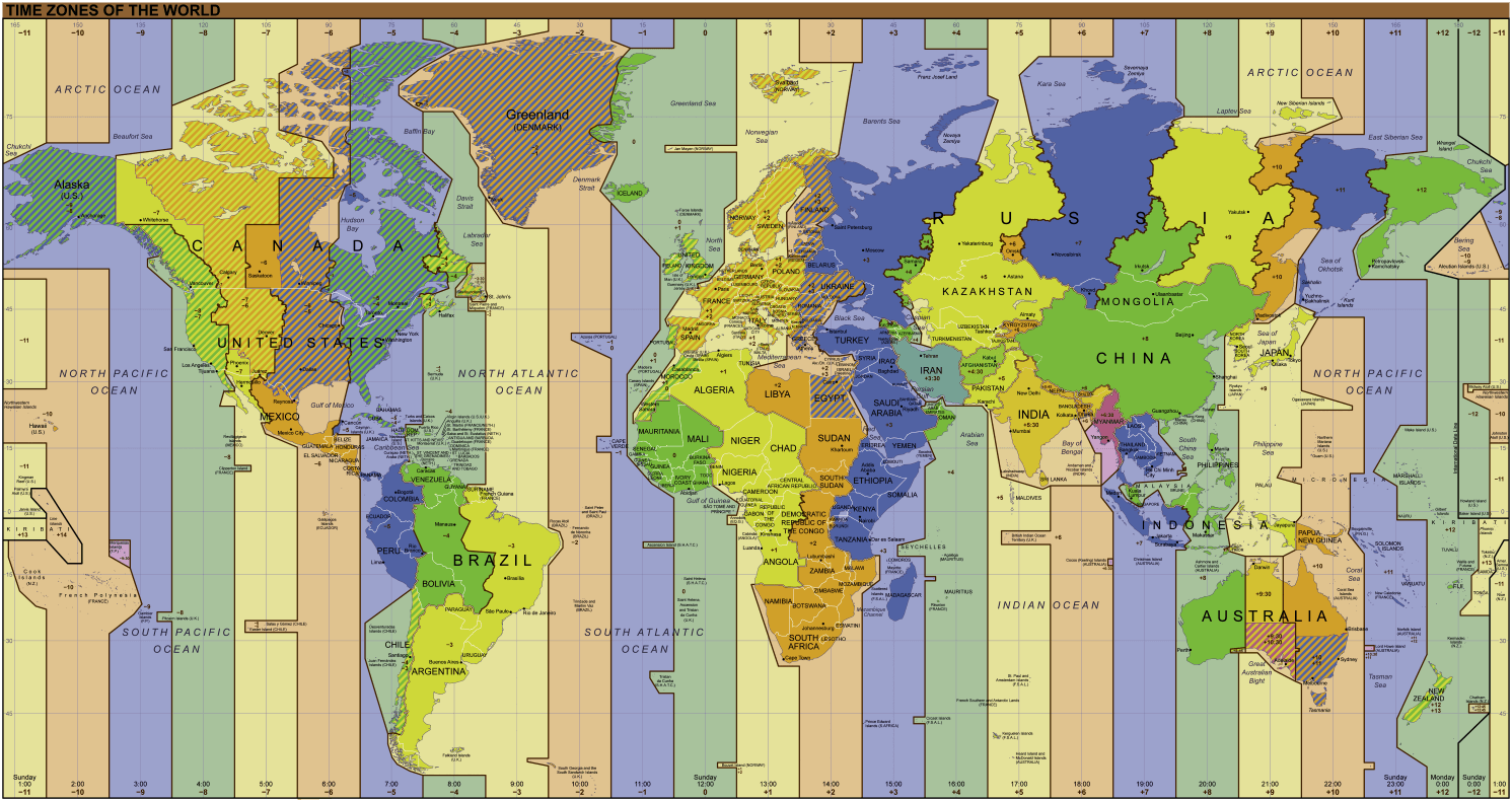 Time zones map of Mexico