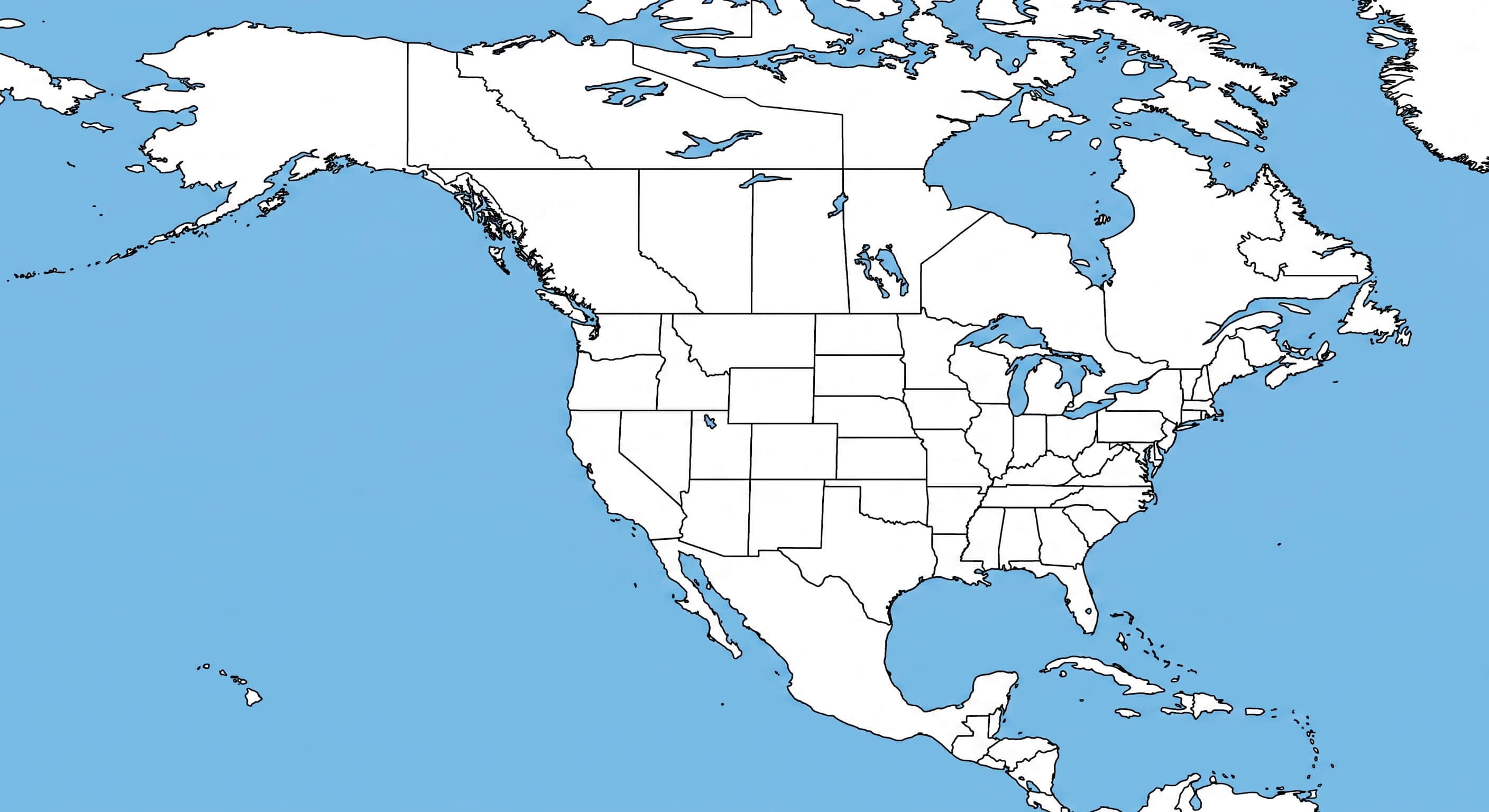 Blank map of North America