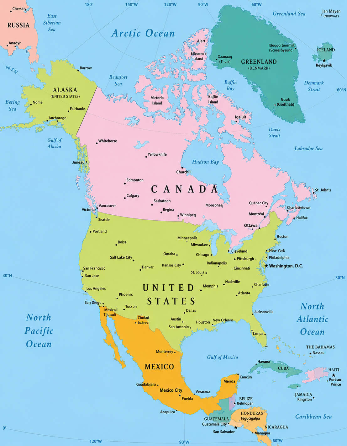 Countries Map in North America