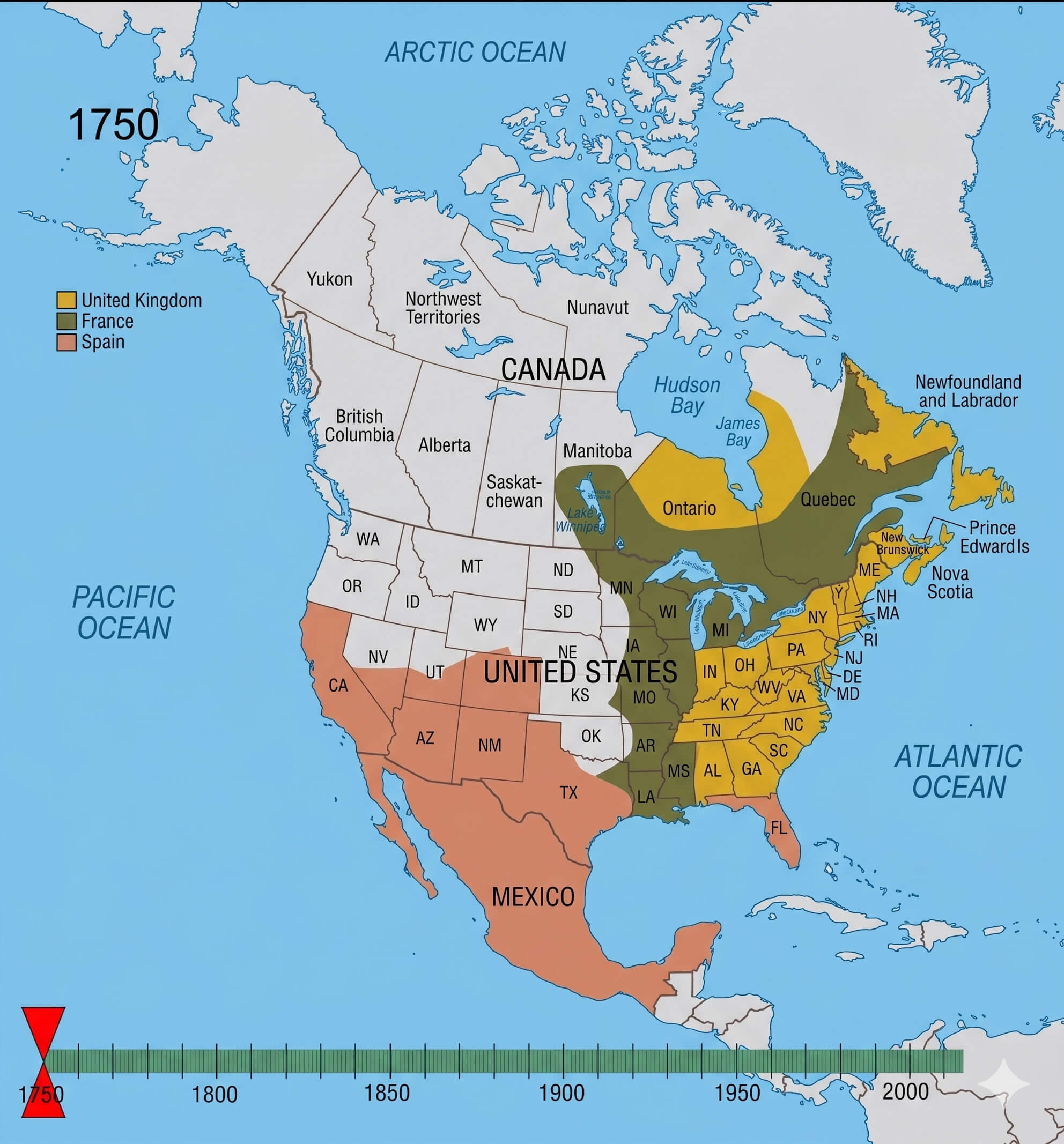 Native American territories 1750 map