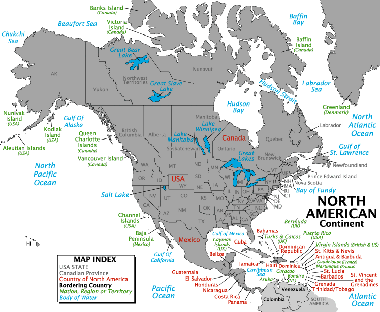North America Countries Map