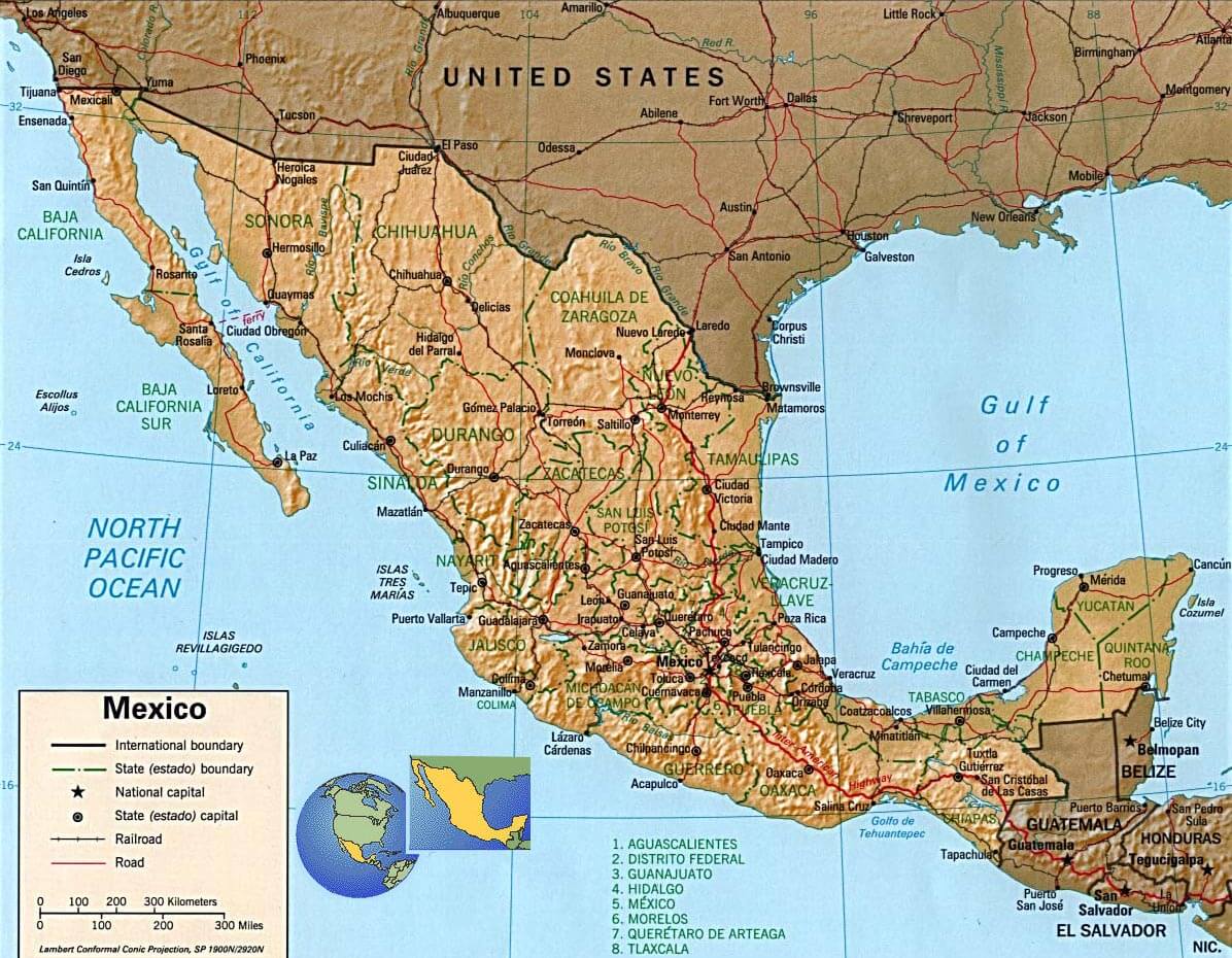 North America Map mexico