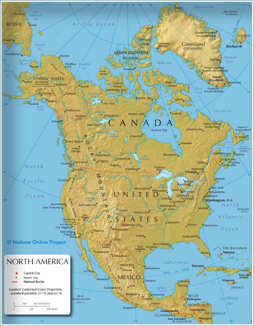 Political Map of North America Guide of the World