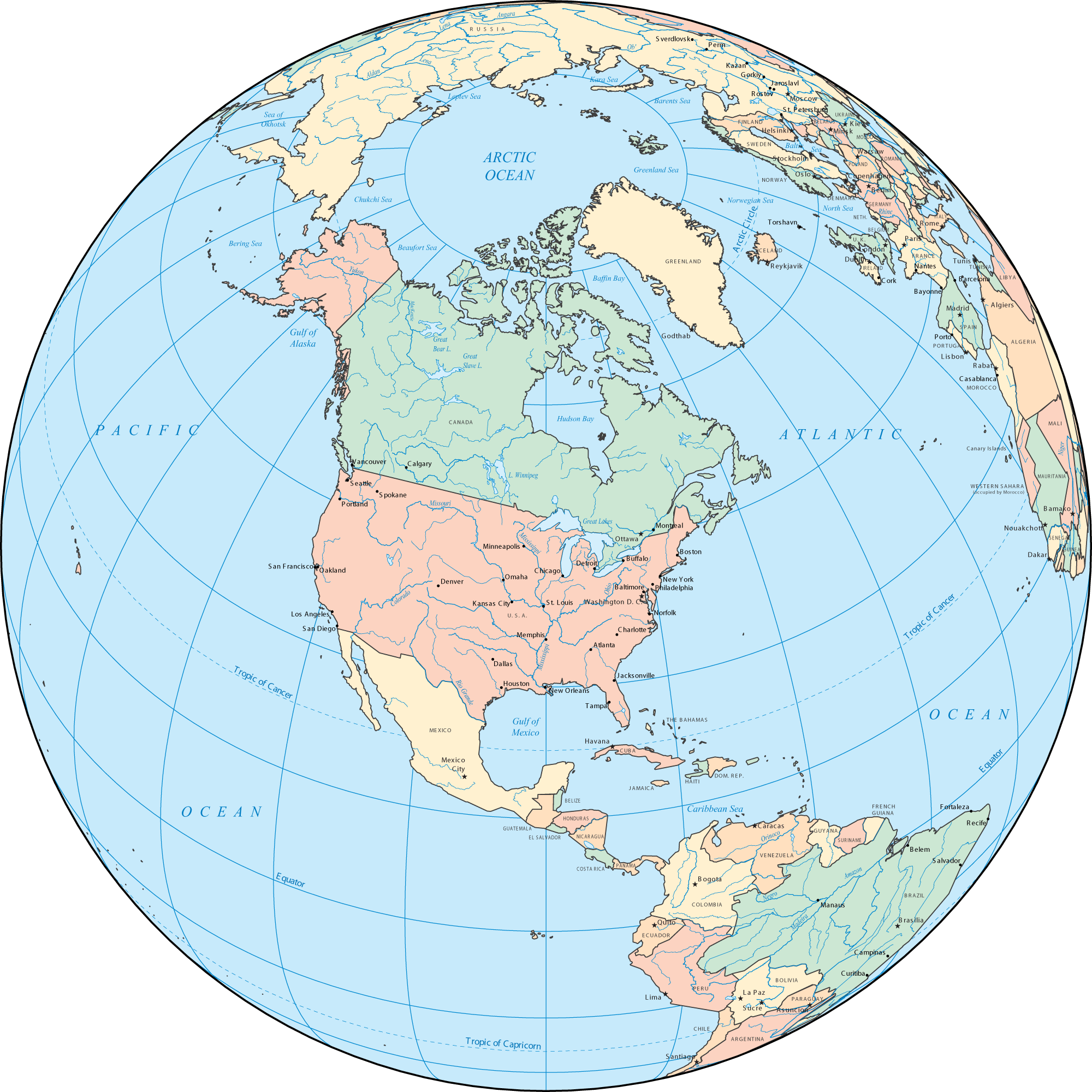 North America political map world