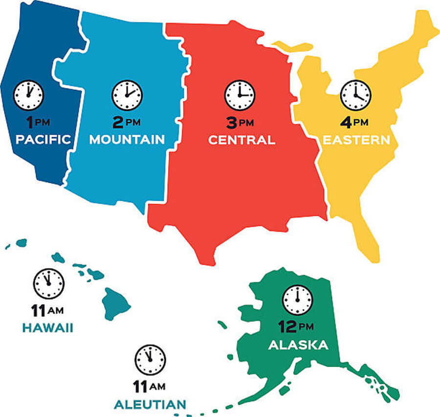 USA time zone map