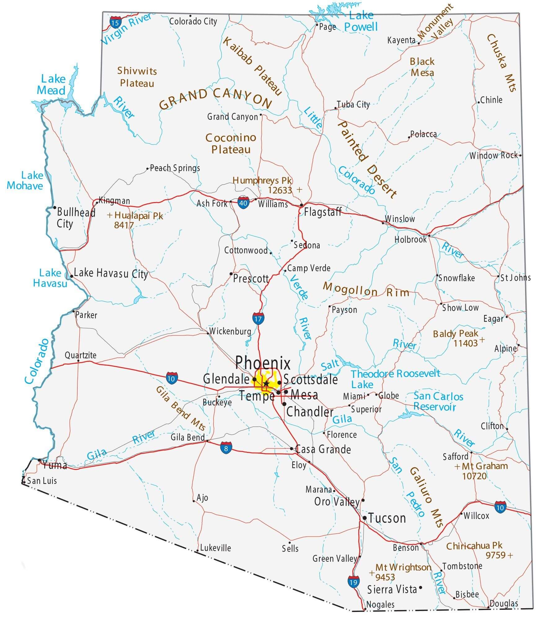 Arizona Cities Map 33 Arizona map with cities and roads