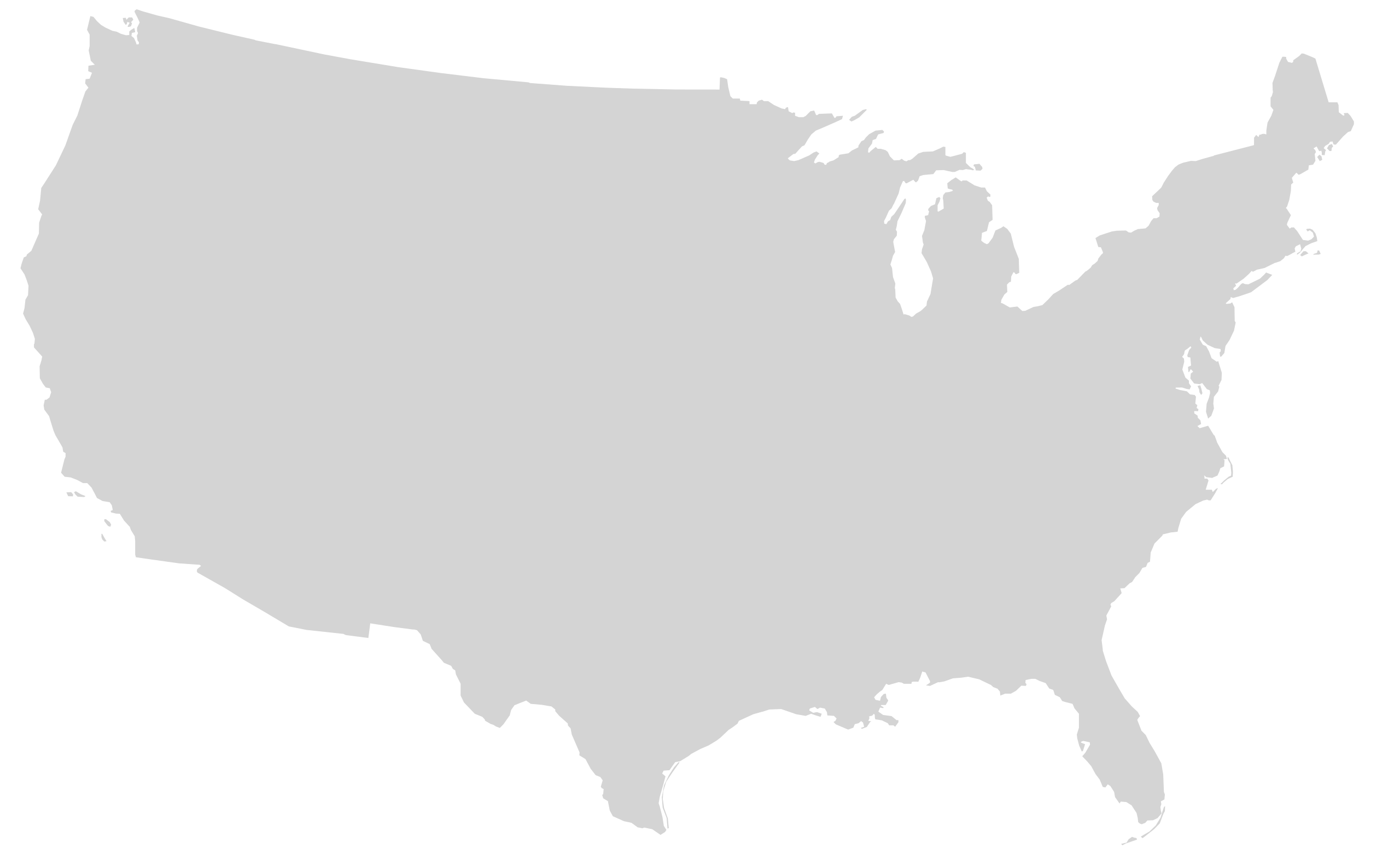 Blank United States map mainland with no states