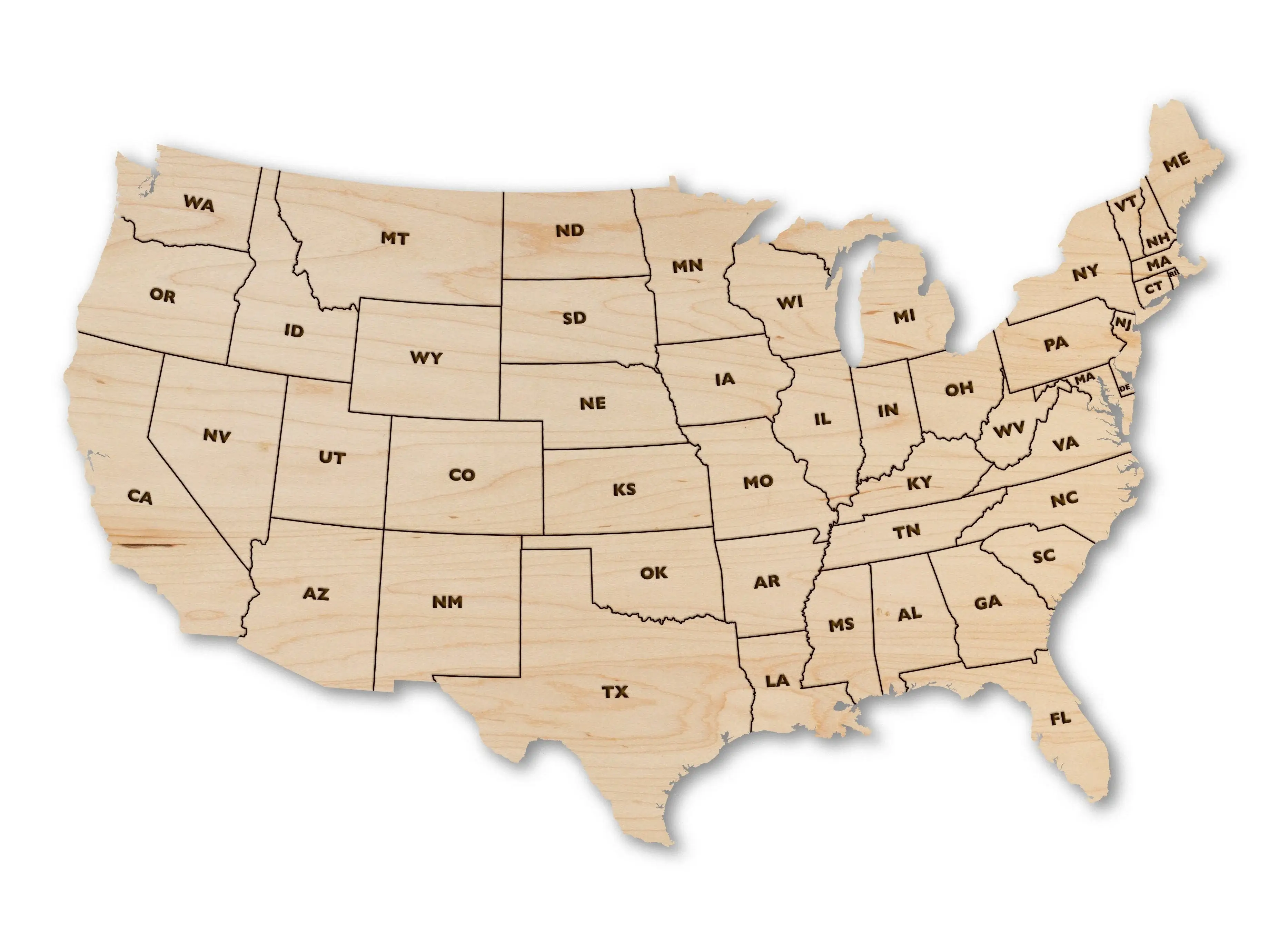 United States bkank map with state abbreviations