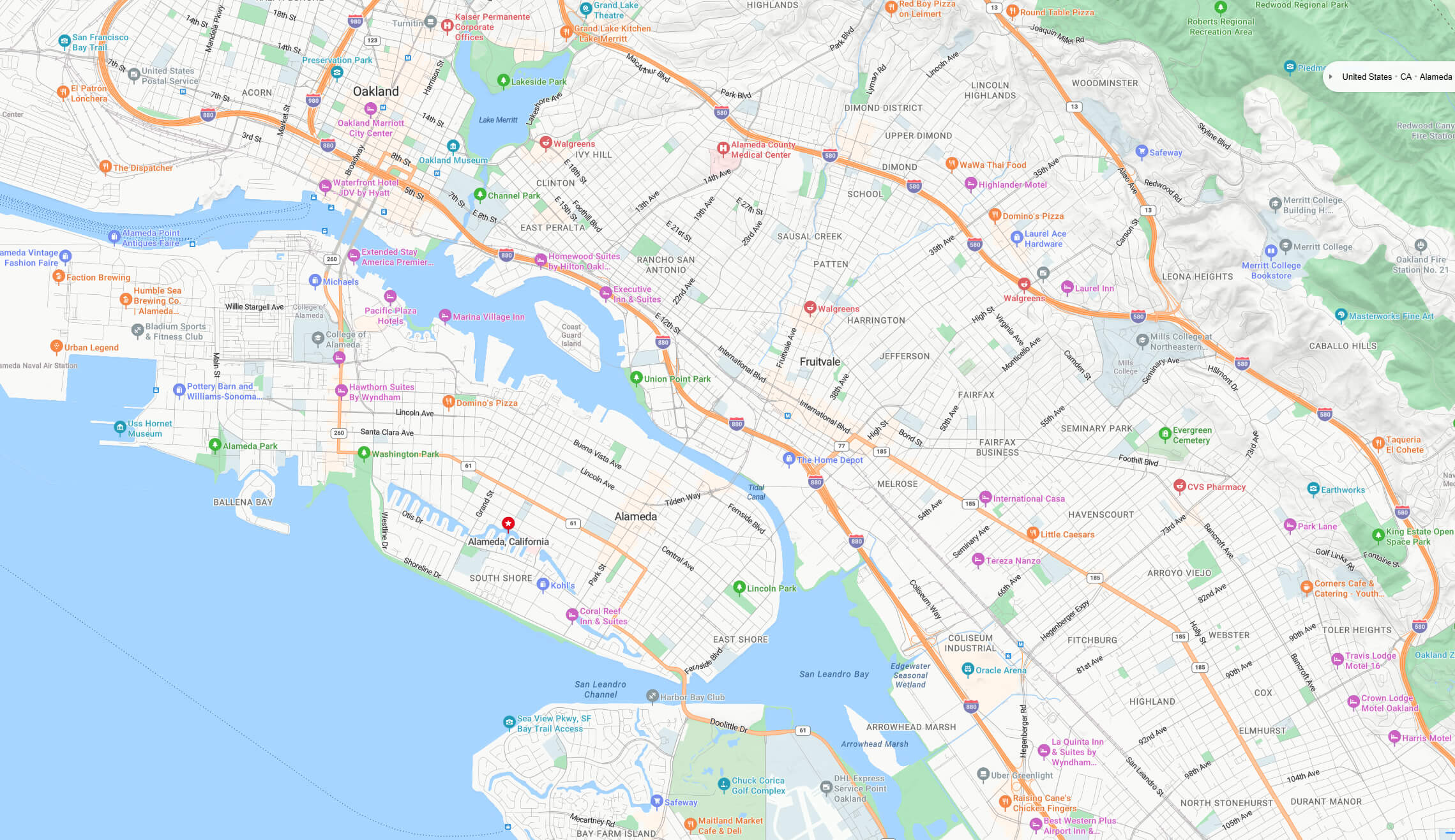 Alameda city center map
