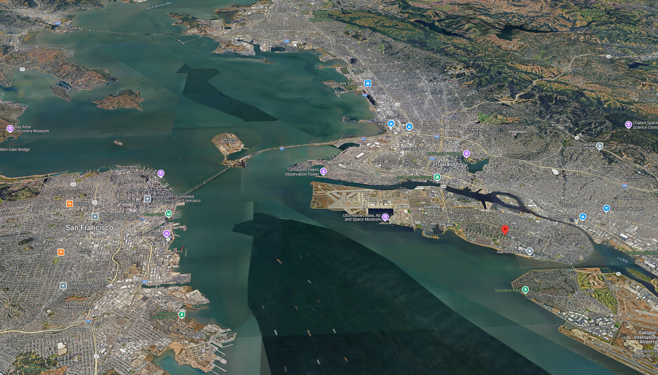 Alameda satellite map in California