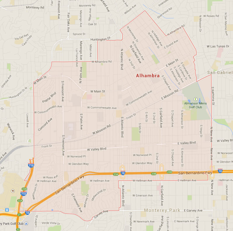 Alhambra California Map USA