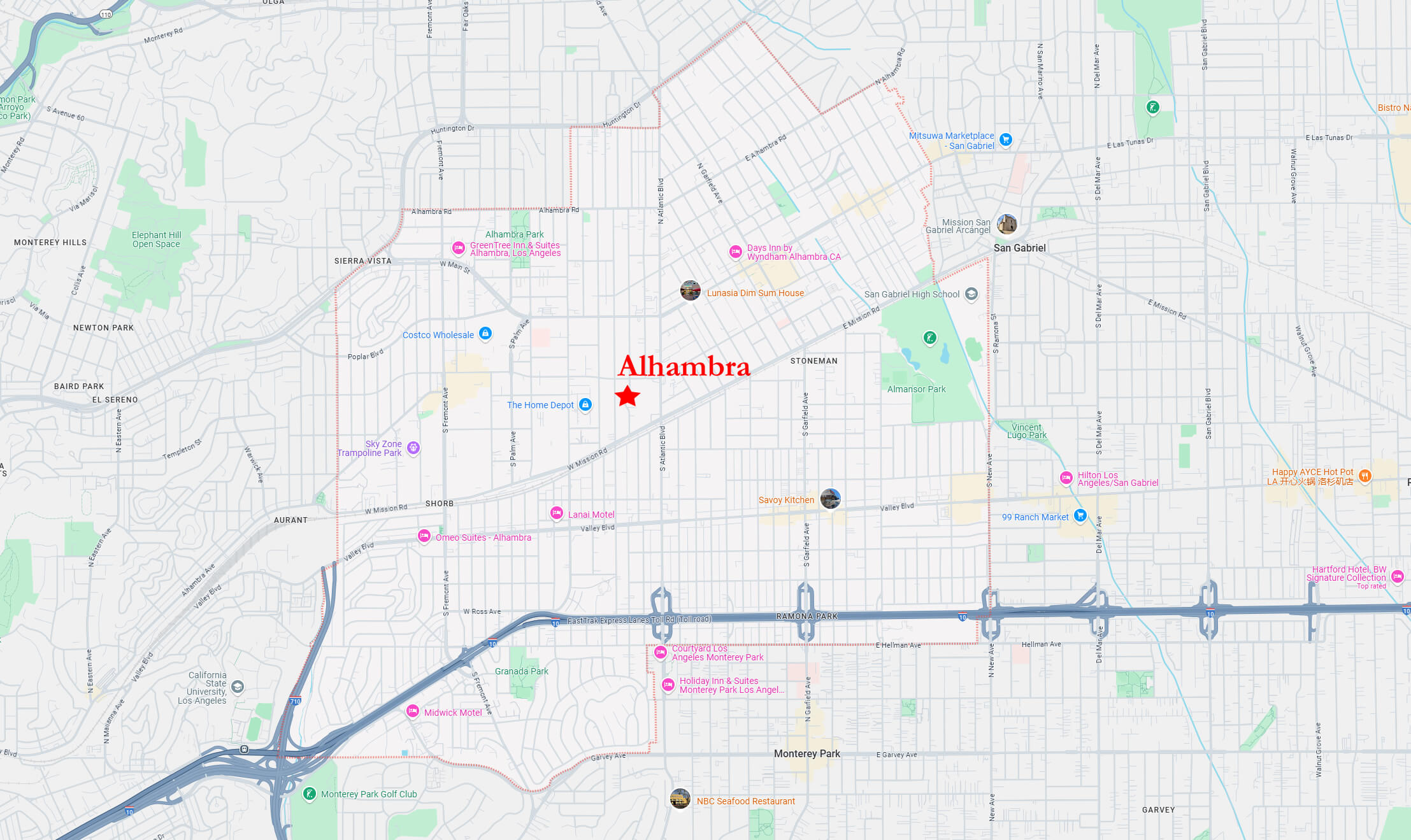 Alhambra City Map in Los Angeles