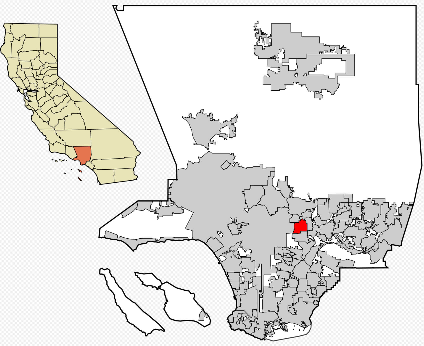 Alhambra County Map in Los Angeles