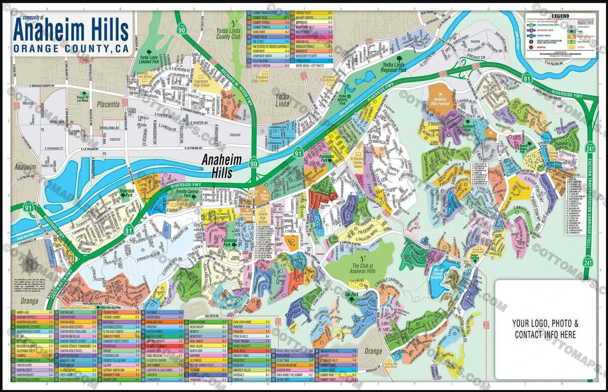 Anaheim hills county Map in CA