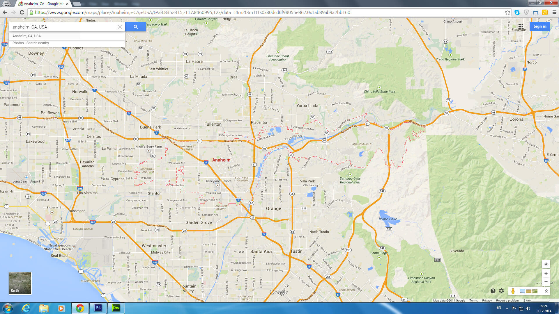 Anaheim Map California US