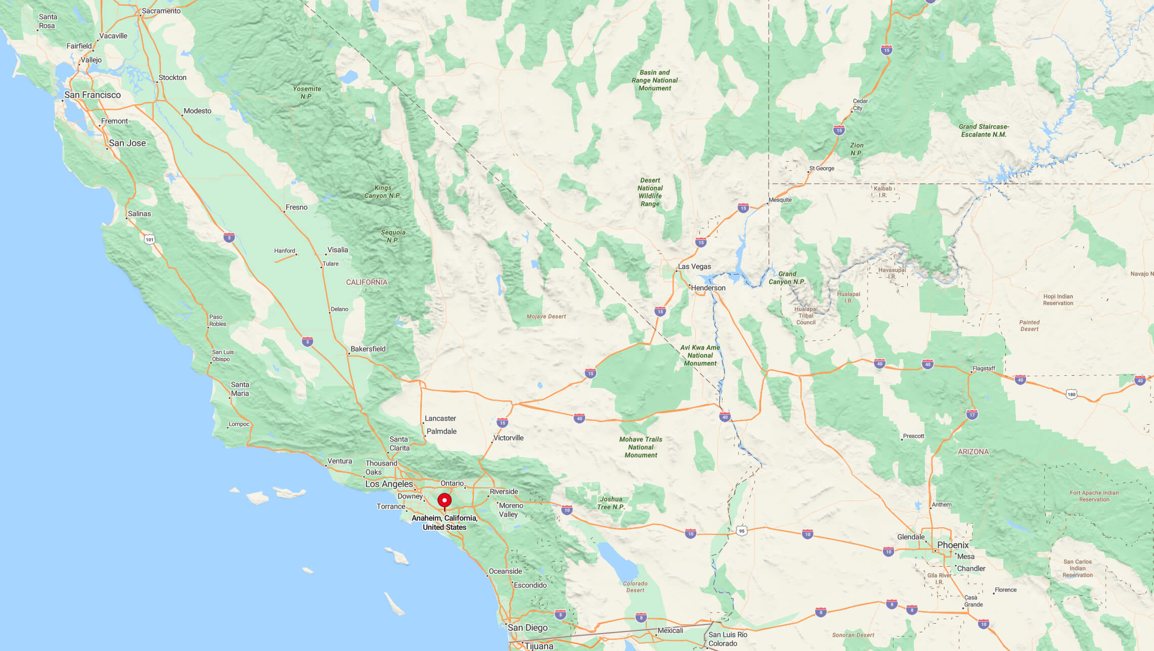 Where is Anaheim on California map