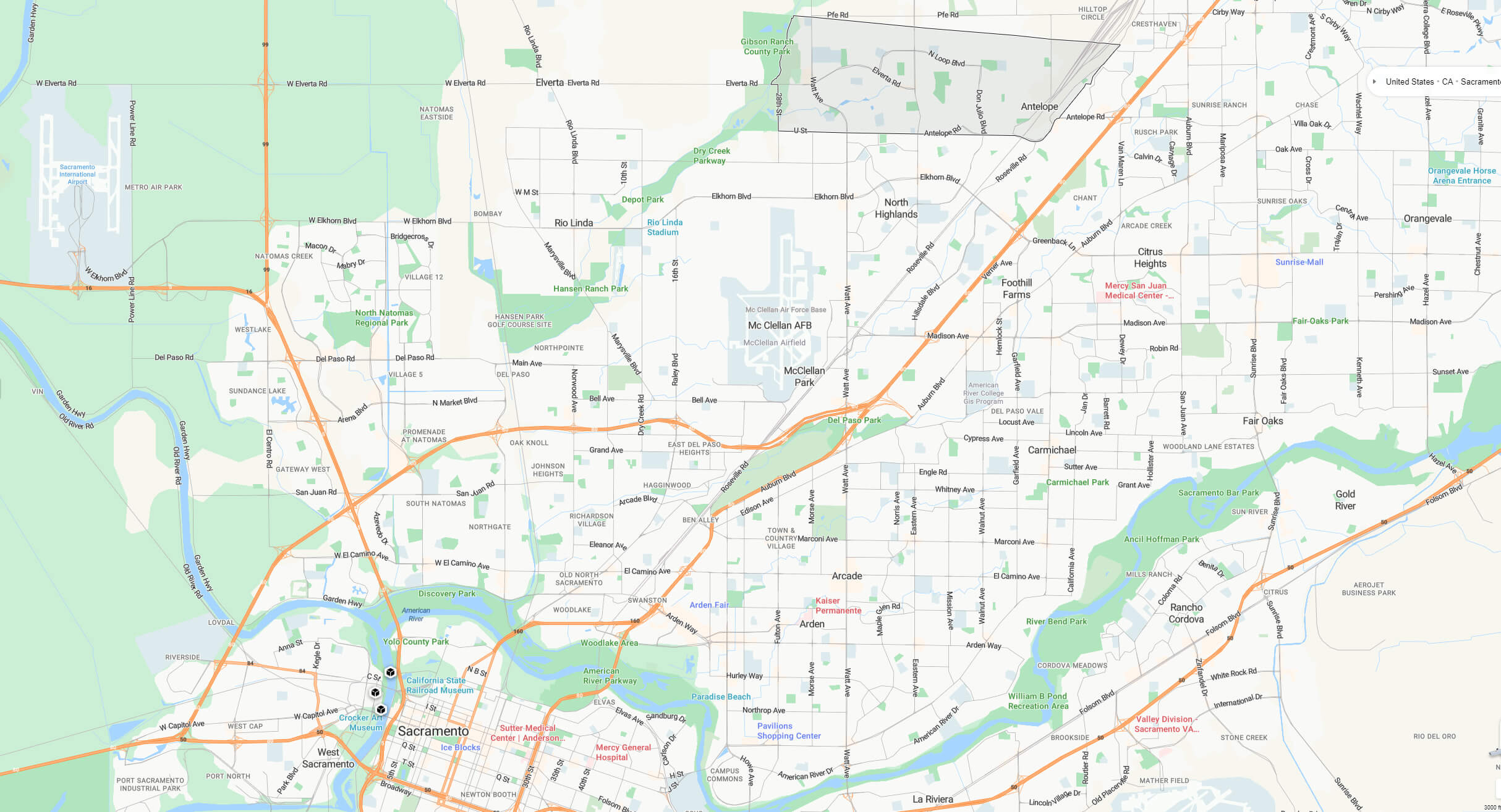 Anaheim California highway and road map