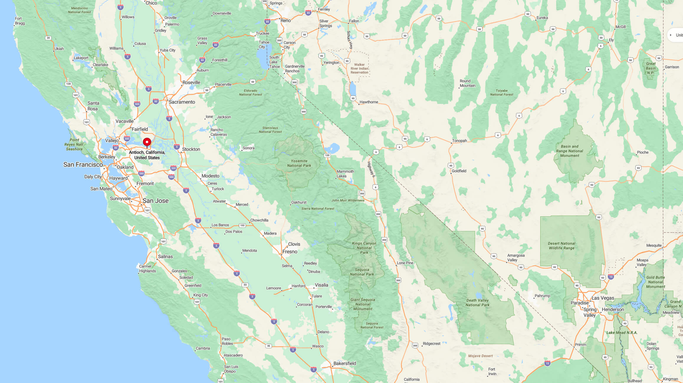 Antioch location on California map