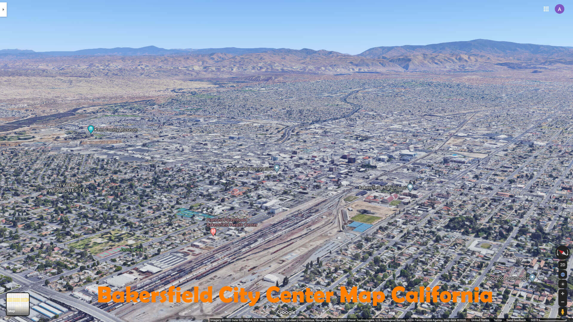 Bakersfield city center map California
