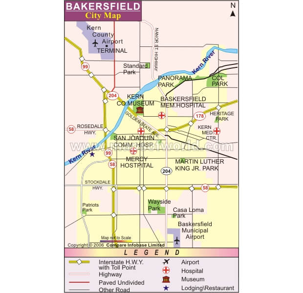 Bakersfield city map CA