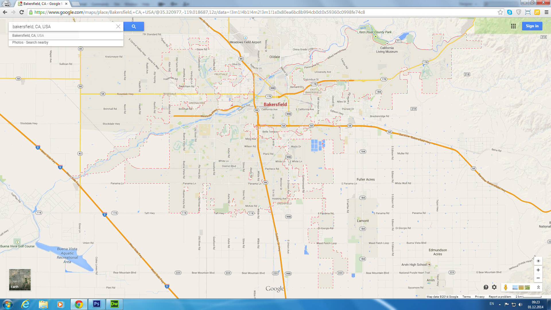 Bakersfield map California US