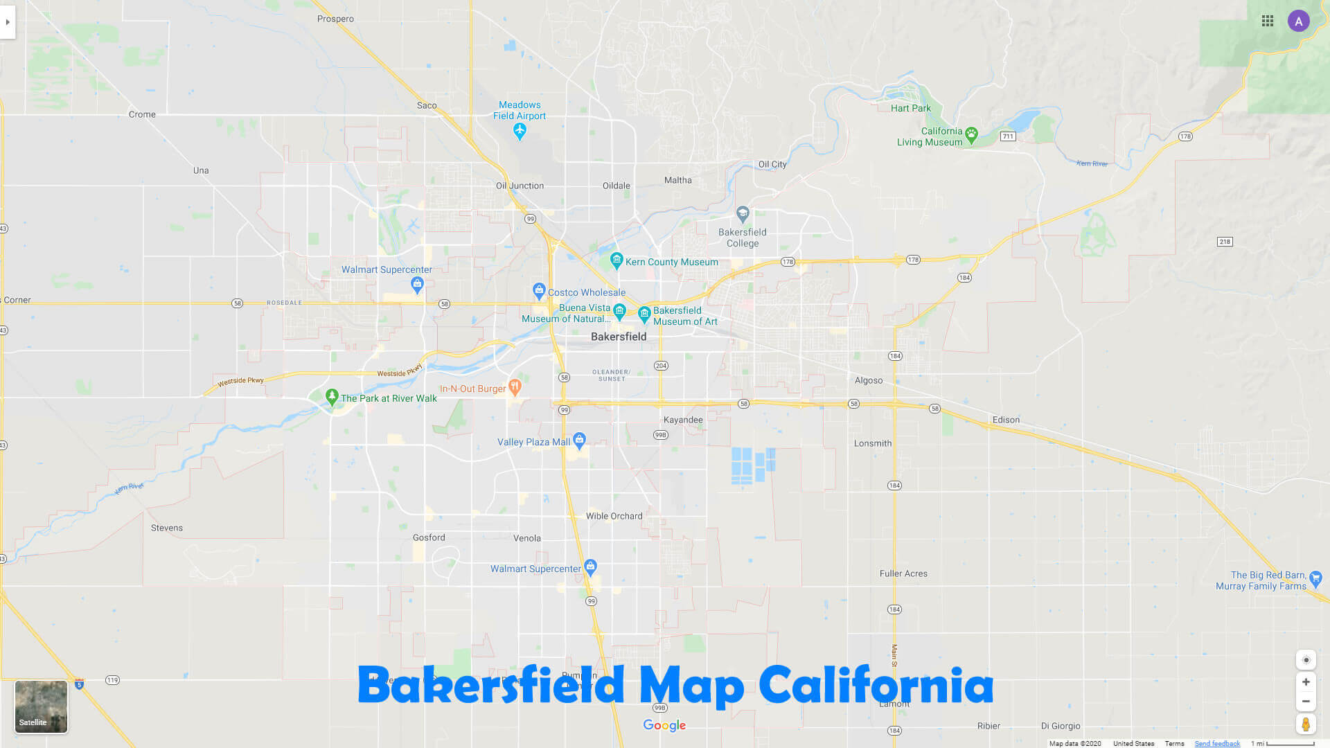 Bakersfield map California USA