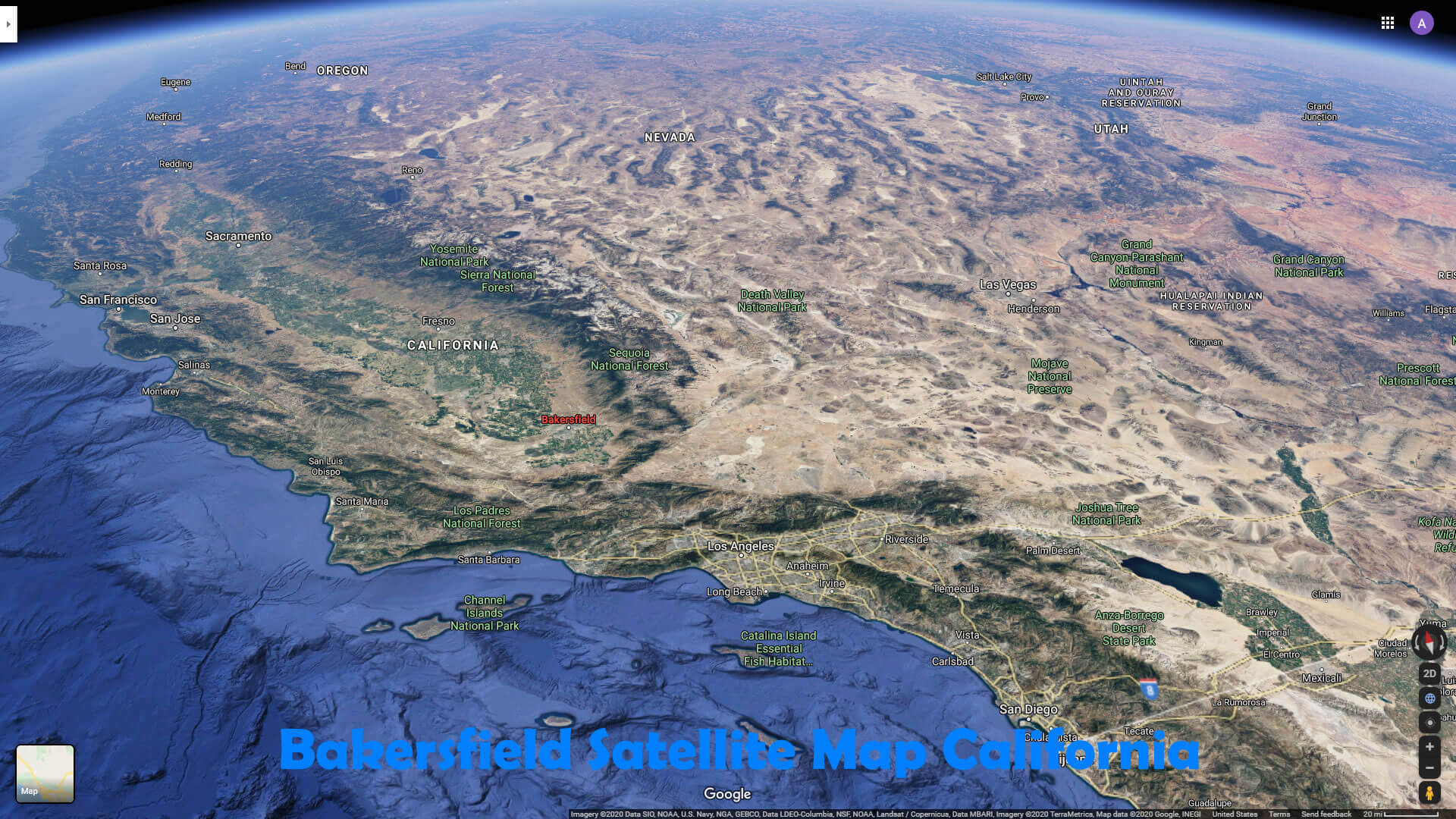 Bakersfield satellite map California