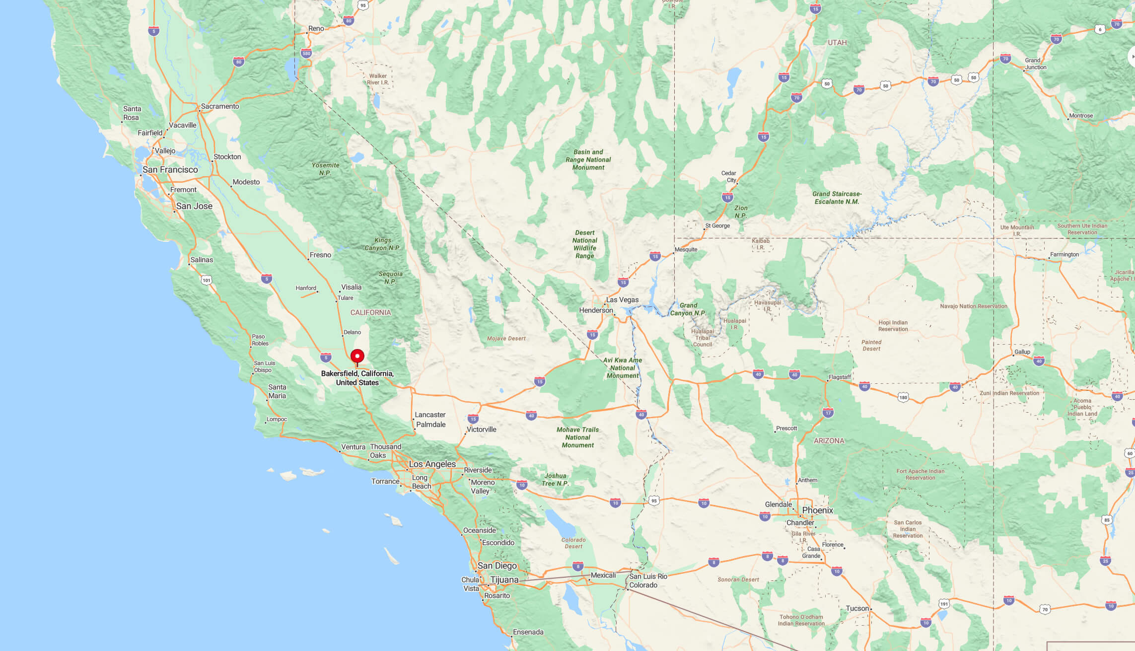 Where is Bakersfield on California map