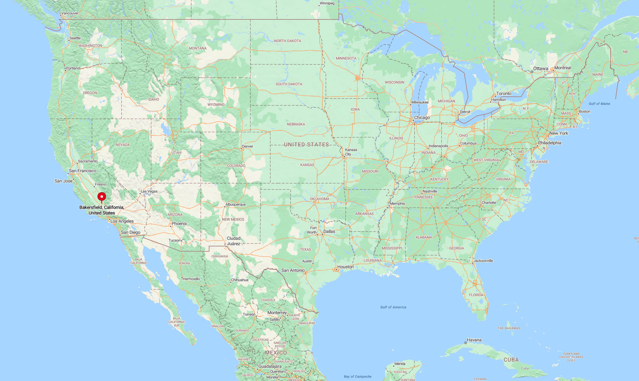 Where is Bakersfield on the US map