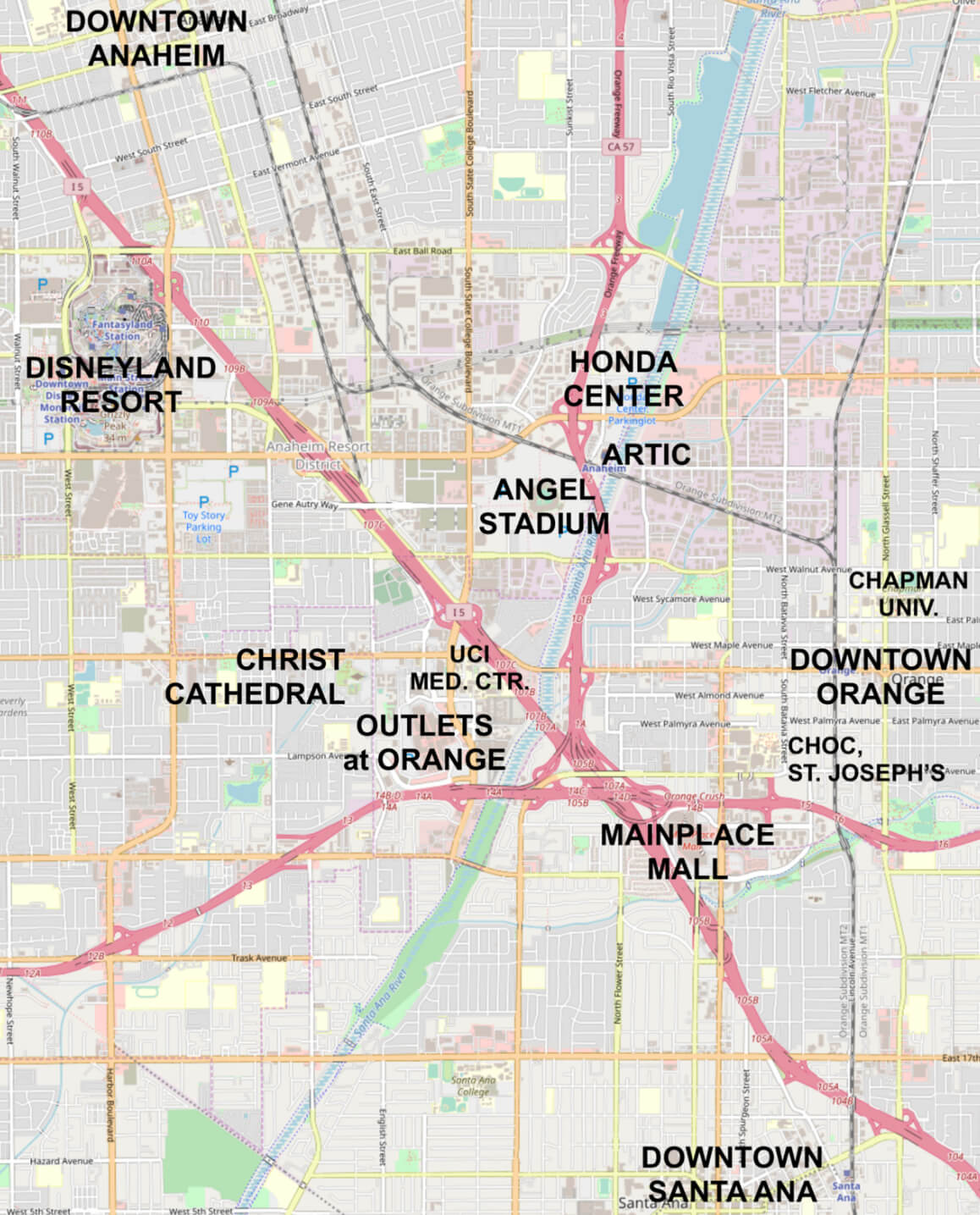 Orange County city center map