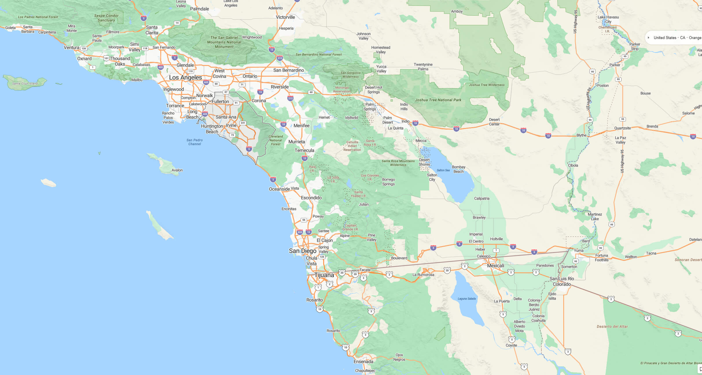 Orange County Los Angeles map