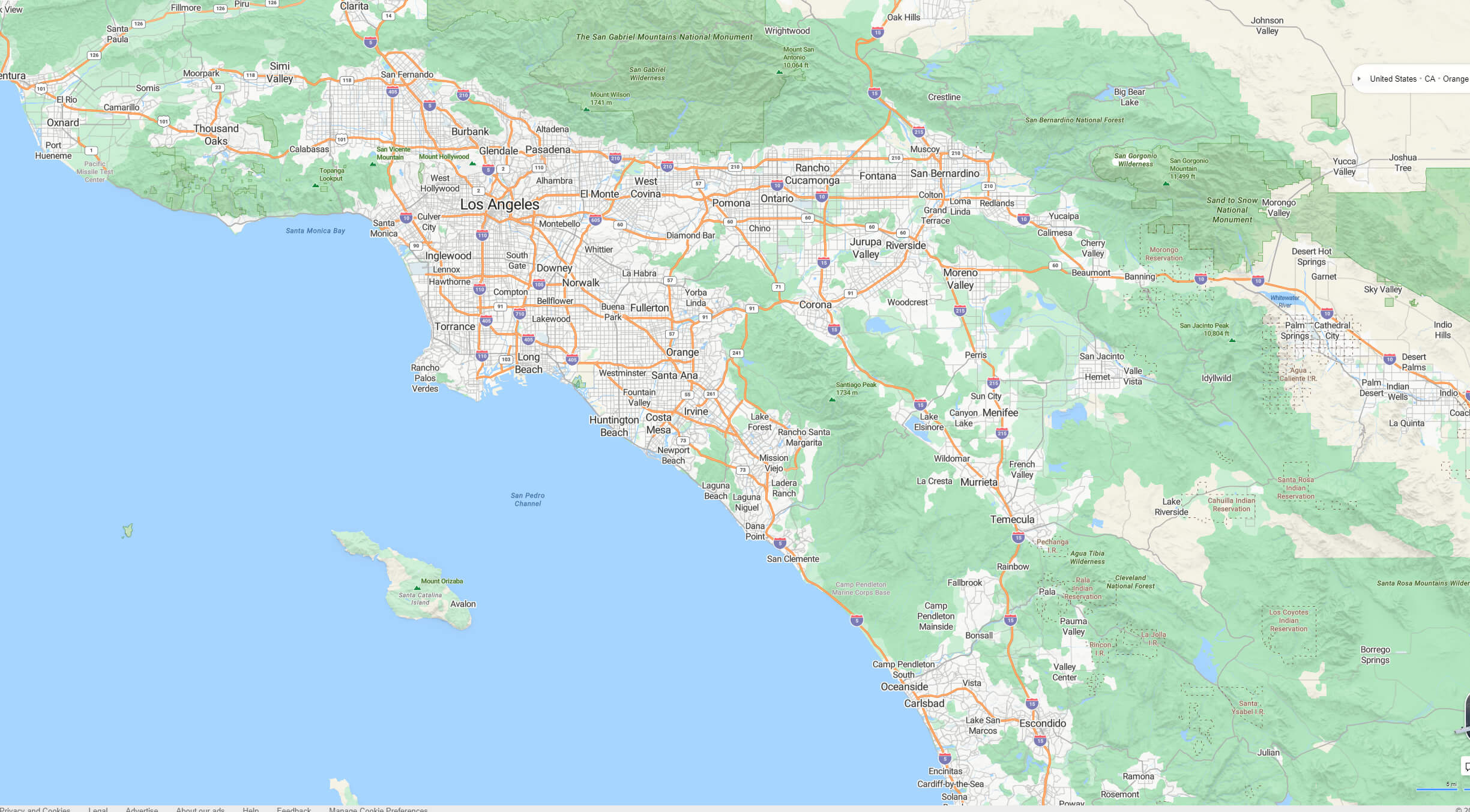 Orange County map Los Angeles