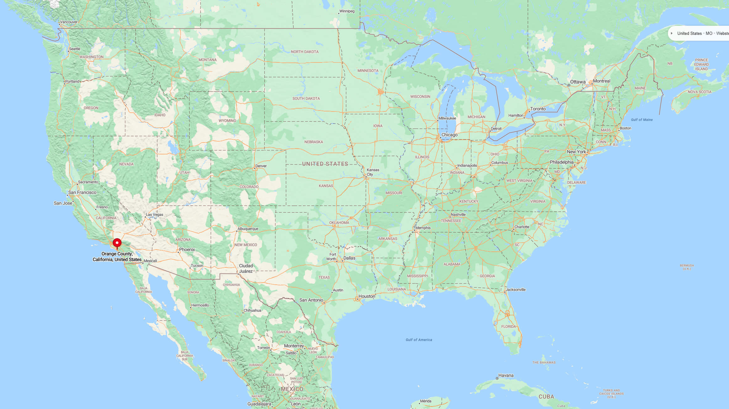 Where is Orange County on the US map