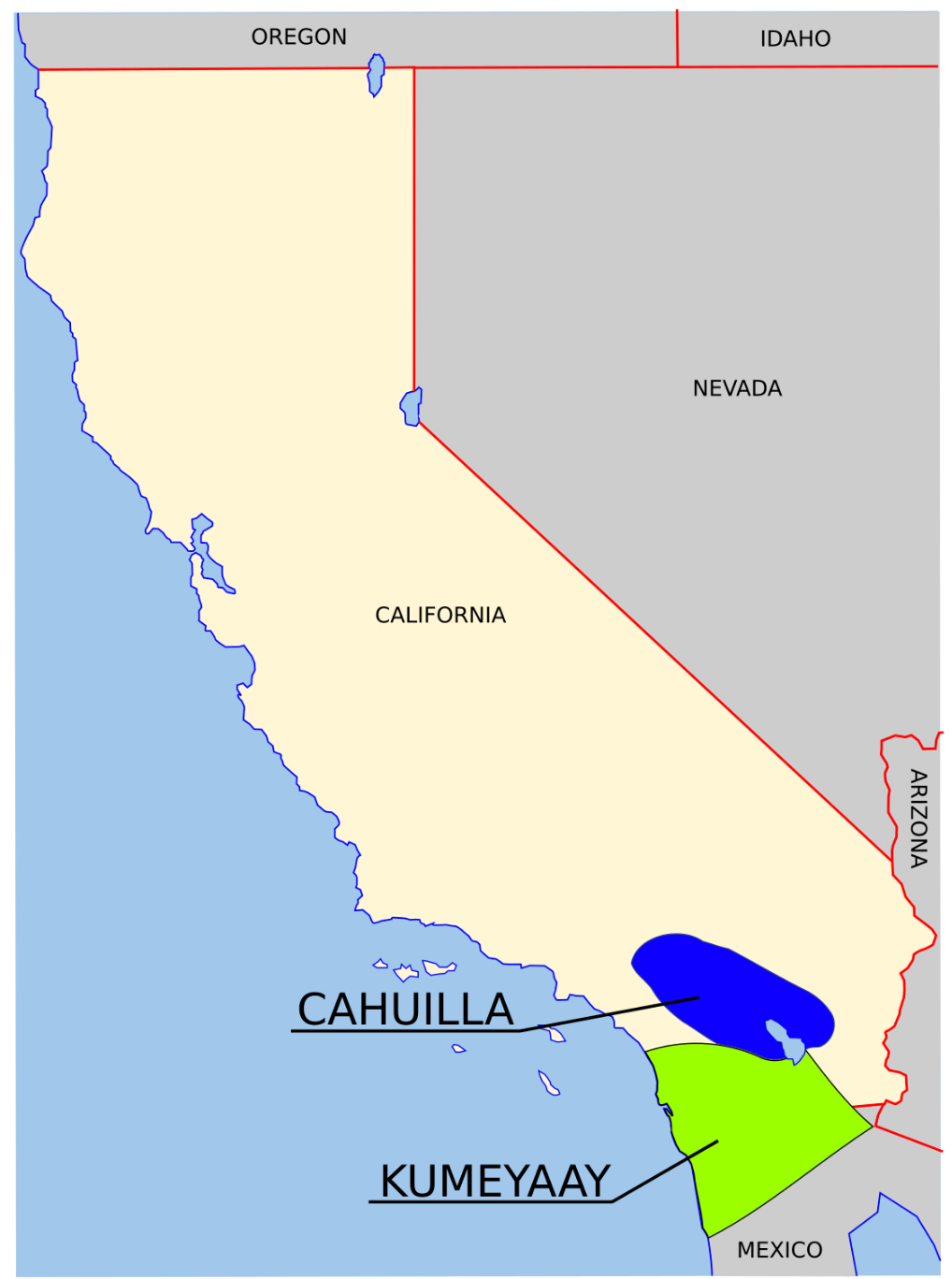 Homelands of Cahuilla and Riverside map